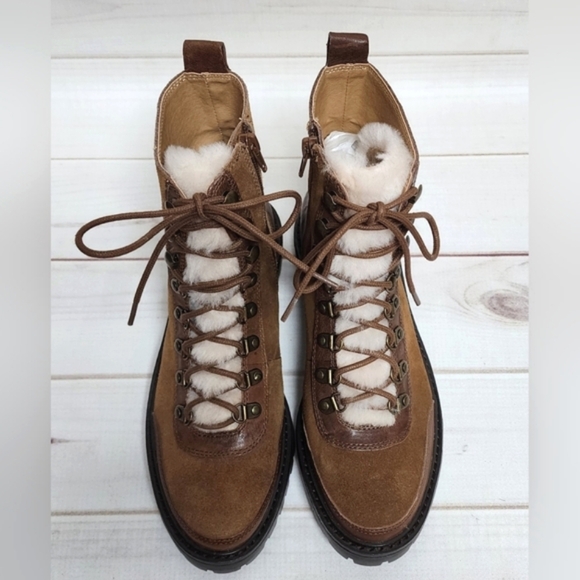 Lucky Brand Ilianna Lace-Up Faux Fur Hiker Boots Size 6 - New Without Box - Picture 8 of 12